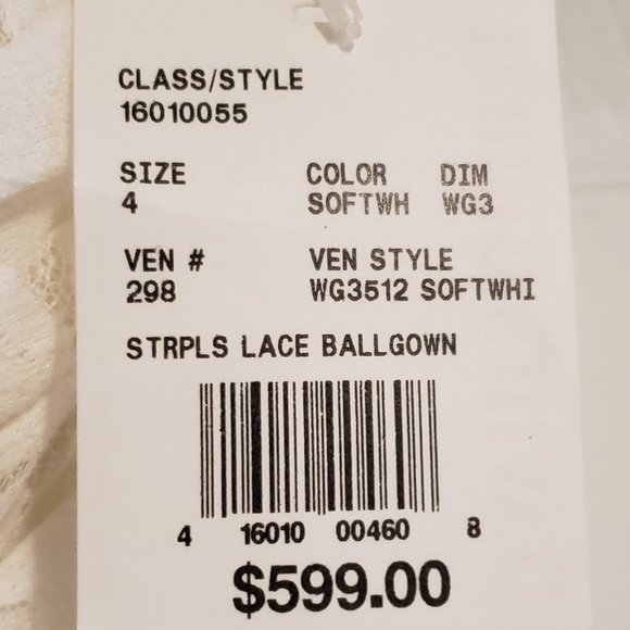 David's Bridal Galina Ballgown Wedding Dress. Sz 4. Soft White - Picture 3 of 5